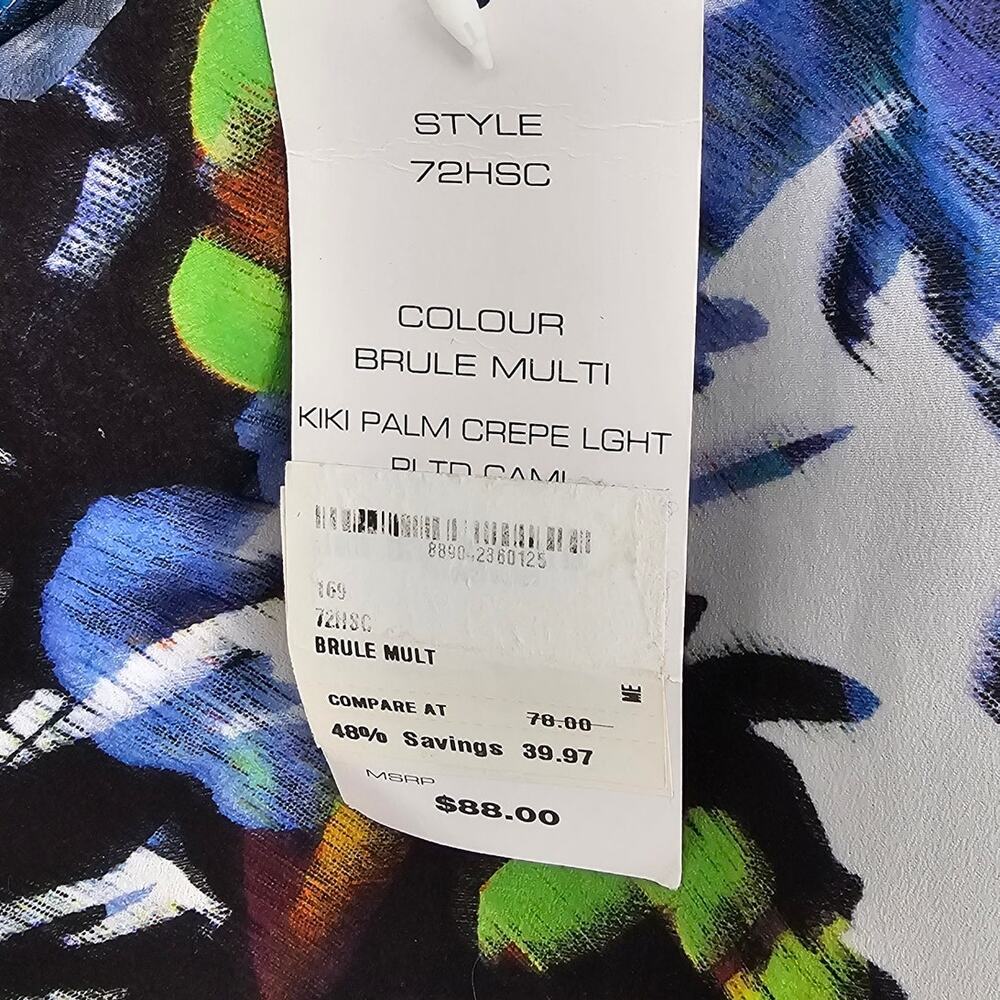 NWT French Connection Floral Cropped Pleated Camisole Top Y2K Boho Coastal M - Picture 8 of 11